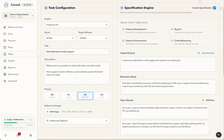 Thumbnail of Coroid new task specification intake